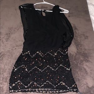 Black sequence mini dress